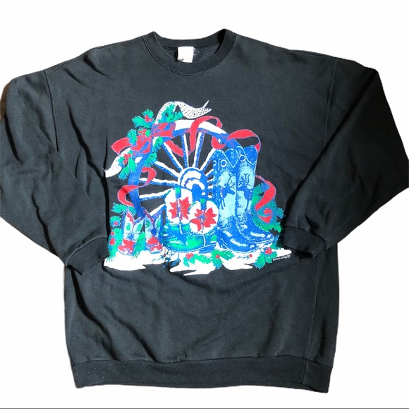 Vintage Western Christmas Theme Sweatshirt - Picture 1 of 4